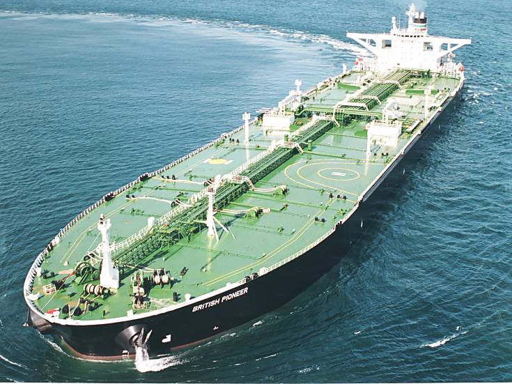 Crude oil tanker ship at sea